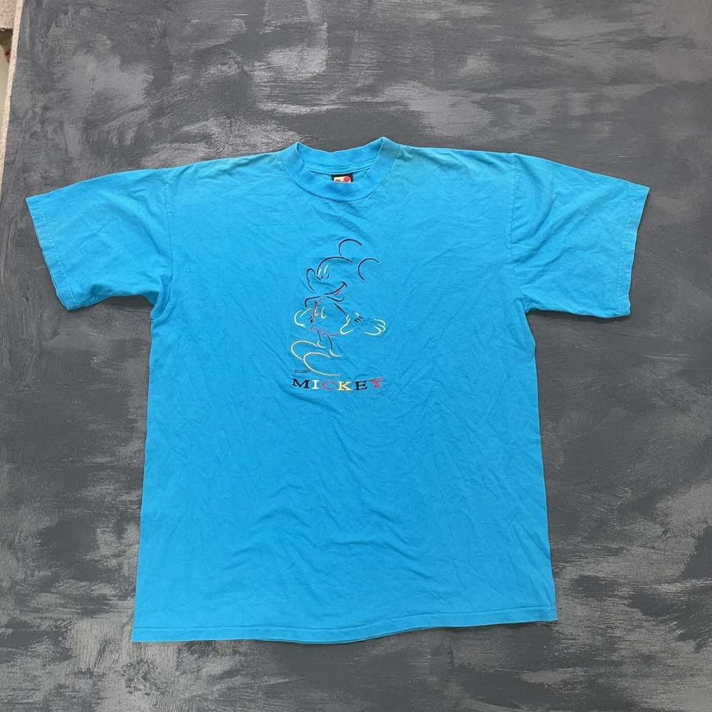 Vintage Stitched Graphic T-Shirt Men XL Blue 1990s Disney